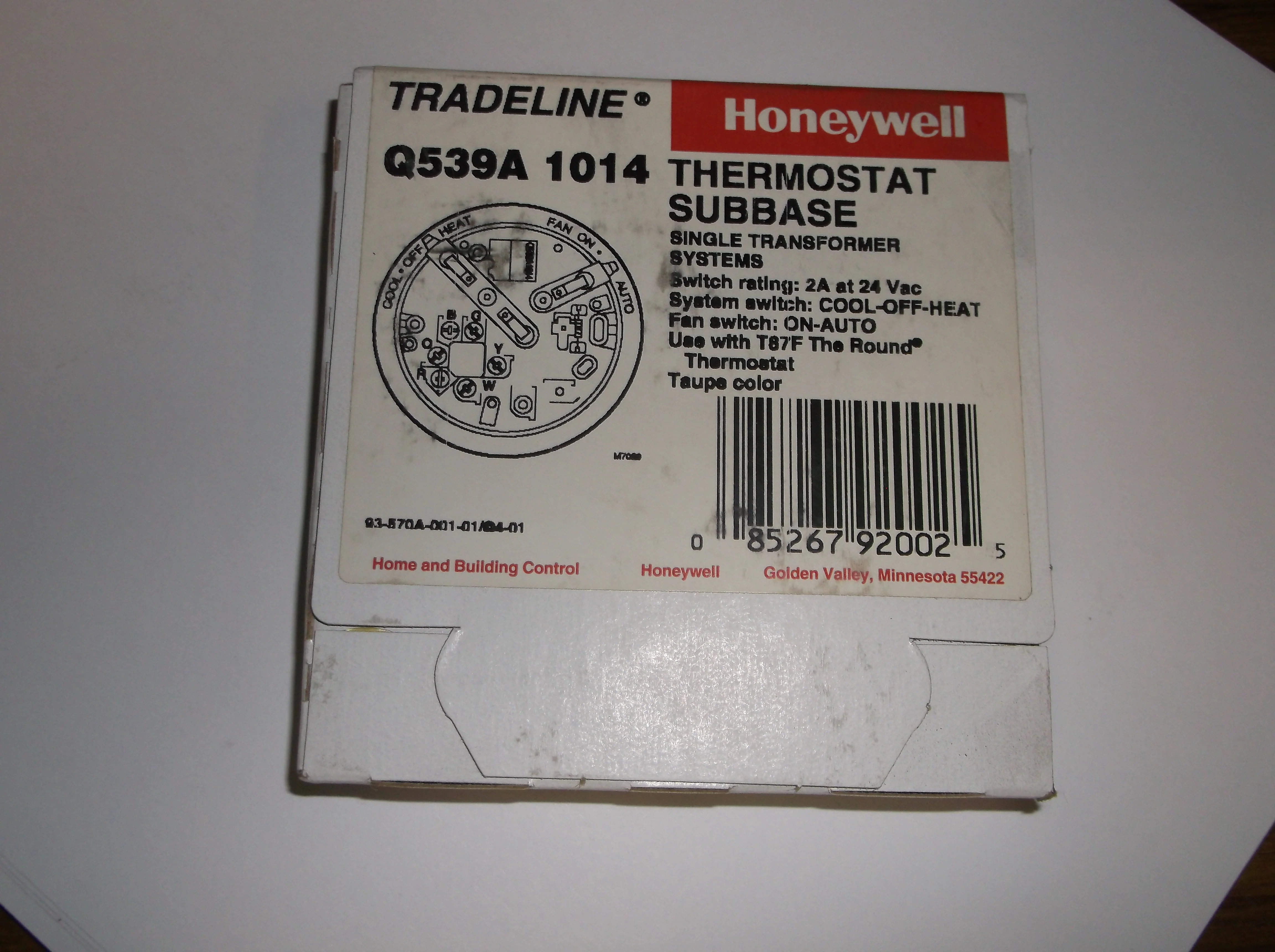 Thermostat Subbase Only/Single Transformer, 24 Volt - Image 2