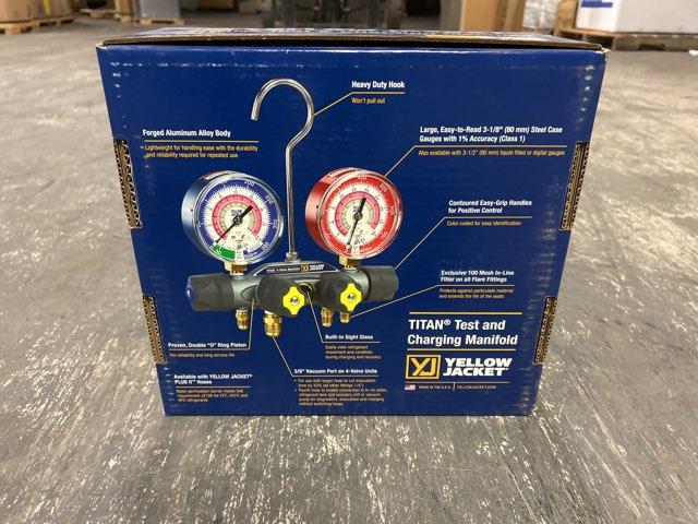 Titan Manifold Four Valves with 3/8" F Gauges and 60" Plus II Hose Set, R-410A/R22/R404A - Image 3