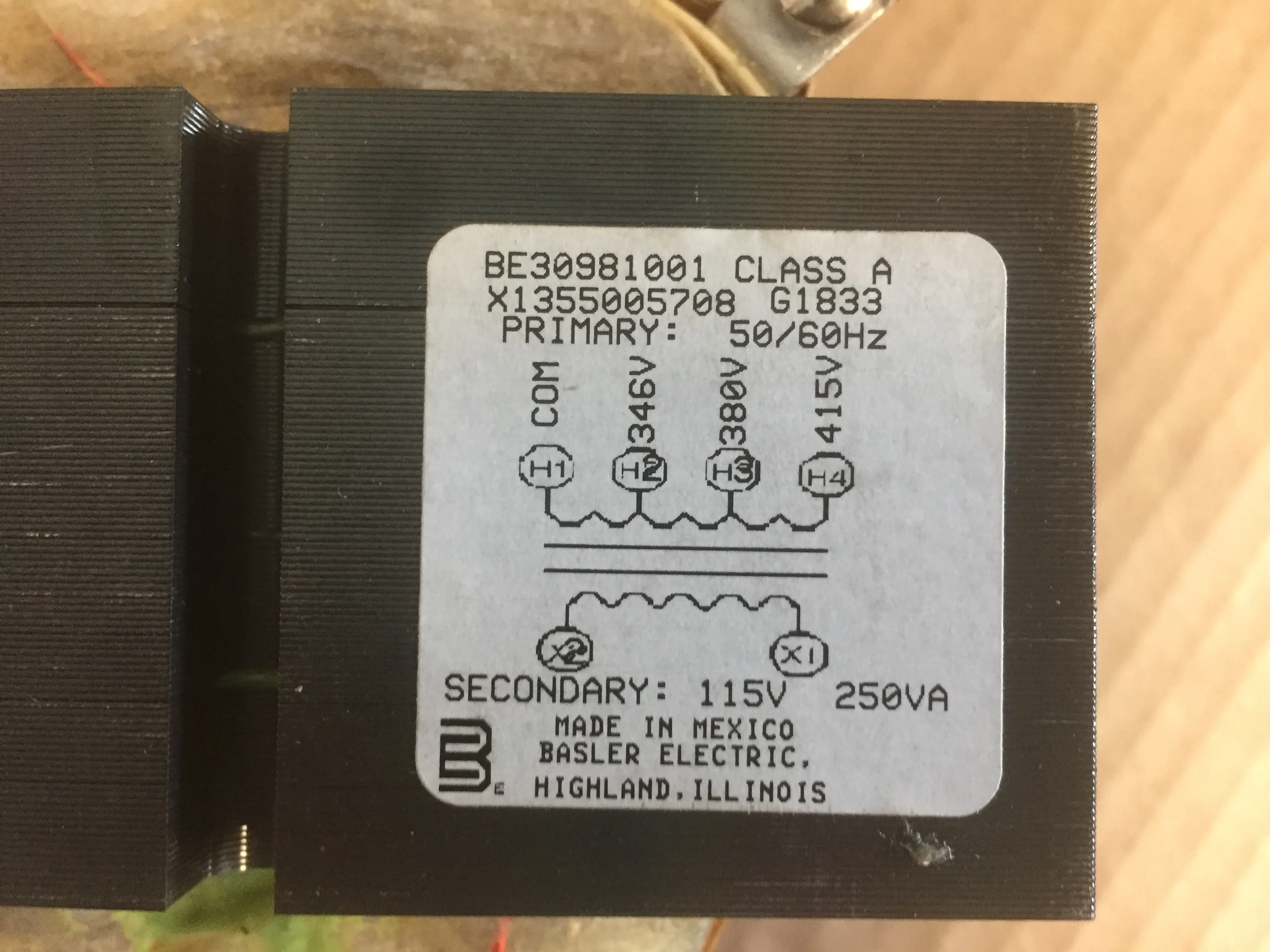 Transformer; 250VA, 346/380/415V Pri, 115C Sec, 50/60 Hz - Image 2