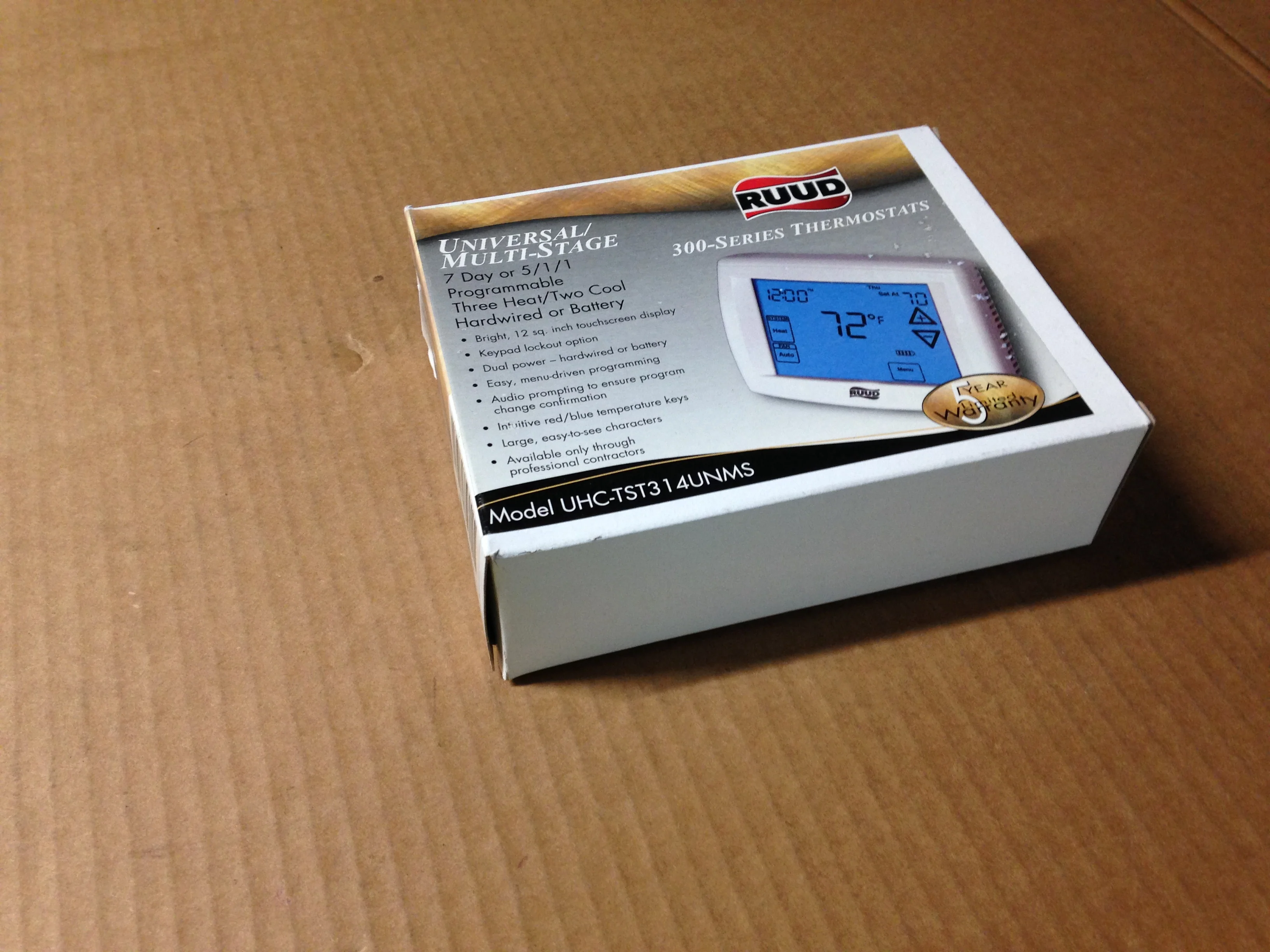 Touchscreen Thermostat 7 Day or 5/1/1 Programmable 3-Heat/2-Cool Hardwired or Battery - Image 5